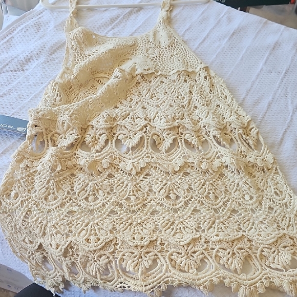 Elegant Cream Lace Mini Dress - Picture 1 of 4